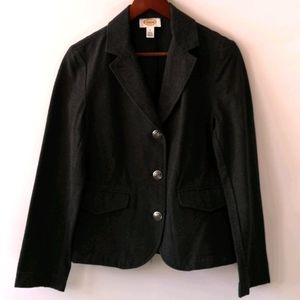 Talbots Career Blazer, Size 6, Gray Cotton Pockets